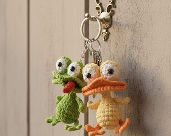 Schema uncinetto rana e anatra / Schema portachiavi animale amigurumi all'uncinetto / Schema uncinetto 2 in 1 in PDF con guida video, graziose idee regalo
