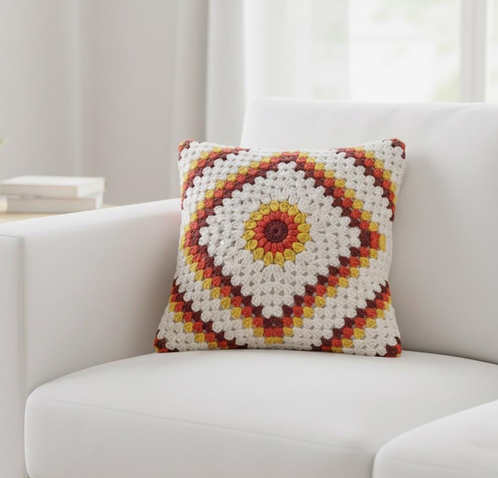 Sunburst Granny Square Pillow Cover Pattern