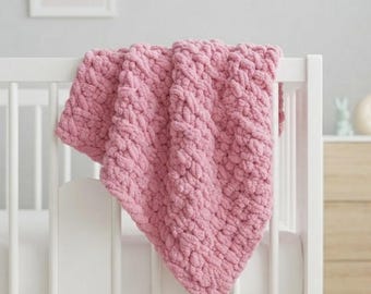 Crochet Baby Blanket Pattern PDF | Beginner Single Crochet Chunky Bulky Yarn Throw | Crochet Baby Blanket Pattern with Video Tutorial