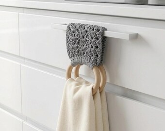 PDF Häkelanleitung für Geschirrtuchhalter | Modernes Küchentuch-Ringhalter-Führer | Einfache Häkelanleitung für Muschelmuster mit Video