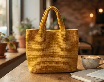 Garter Stitch Tote Bag Knitting Pattern PDF, Easy Beginner Knit Tote Bag, Digital Download Video Tutorial, Chunky Knit Bag Pattern