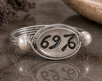 Any Two Zodiac Signs with Any Birthstones Personalized Ring: Sterling Silver or Gold Frilled Wire Wrapped -Custom Size