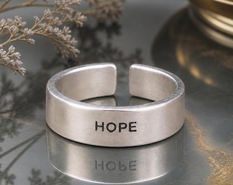 Hope Word Message Ring: Adjustable Aluminum Band - Custom Made to Size