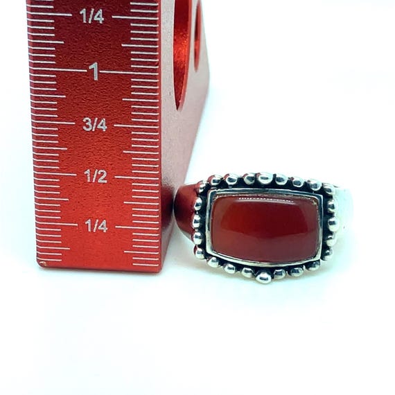 Rectangular Carnelian Cabochon Gemstone Sterling … - image 8