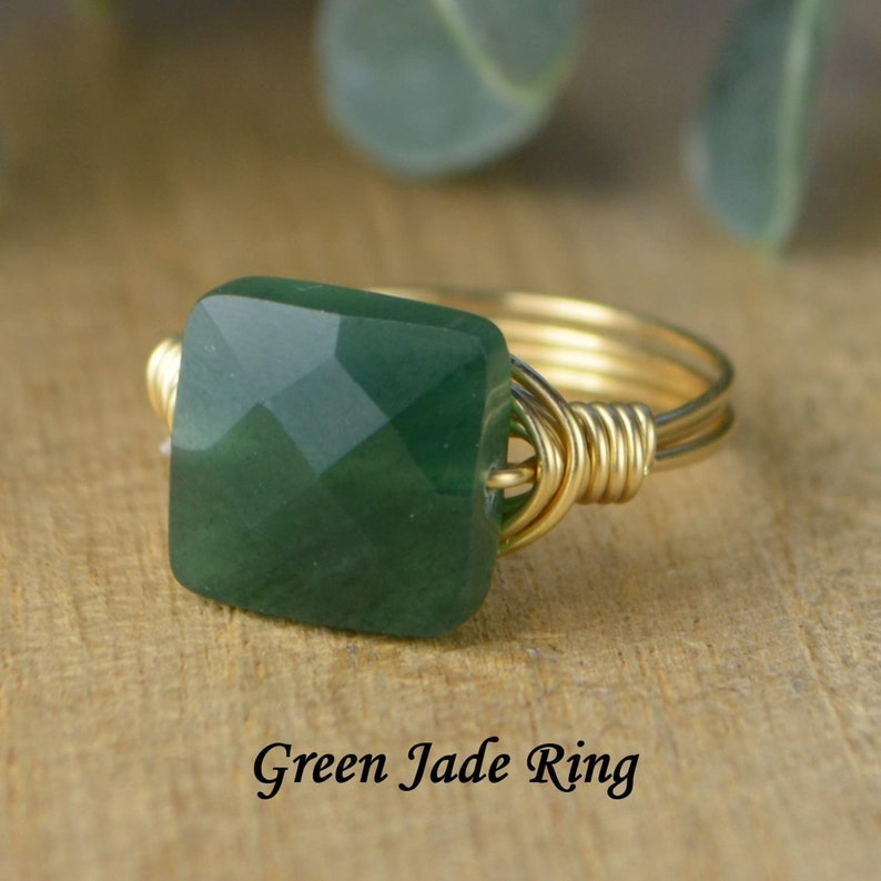 Yellow or Rose Gold Filled Wire-Any Size 4 5 6 7 8 9 10 11 12 13 14 White Grey Howlite Faceted Square Gemstone Wrapped Ring-Sterling Silver