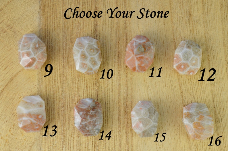 Yellow or Rose Gold Filled Wire Wrapped Gemstone Ring Size 4 5 6 7 8 9 10 11 12 13 14 Pink Fossil Coral Ring- Sterling Silver