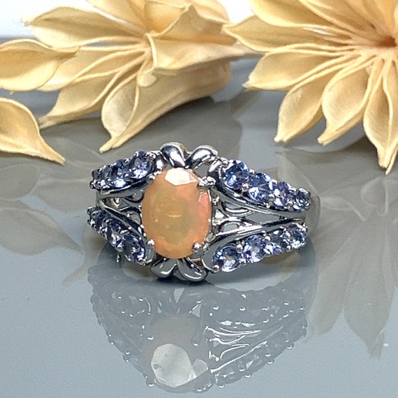 Oval Opal and Tanzanite Color CZ Sterling Silver … - image 3