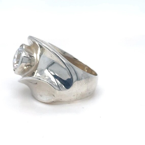 Sterling Silver Statement Ring with Round Faceted… - image 7