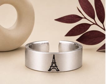 Eiffel Tower Ring: Adjustable Aluminum Band - Custom Made to Size