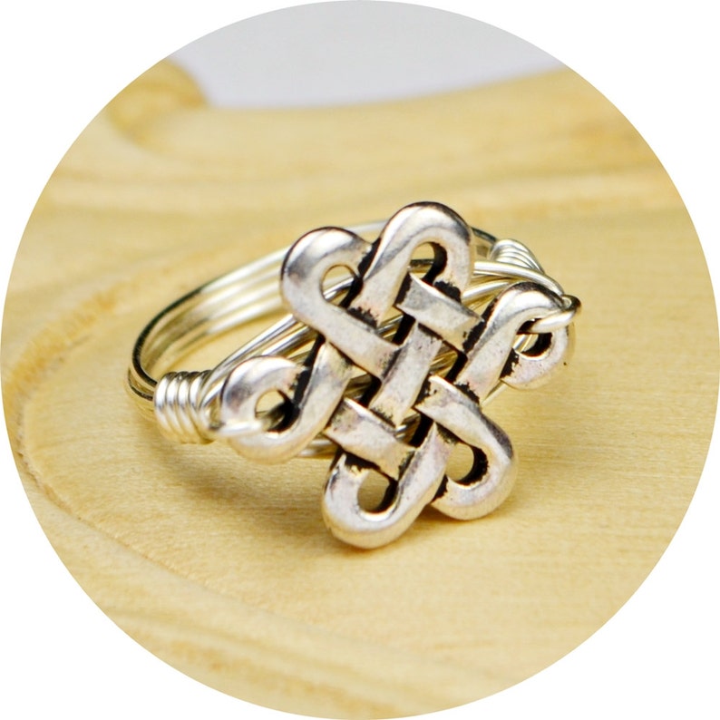 Celtic Eternity Knot Ring Sterling Silver Yellow or Rose Etsy