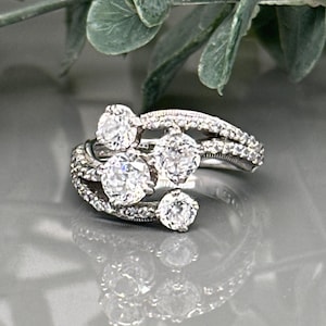 Tacori Sterling Silver CZ Engagement or Cocktail Cluster Design Ring-Size 6