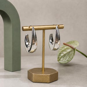 Half Hoop Sterling Silver Earrings - Classic and Minimalist Jewelry - Vintage/Pre-Owned