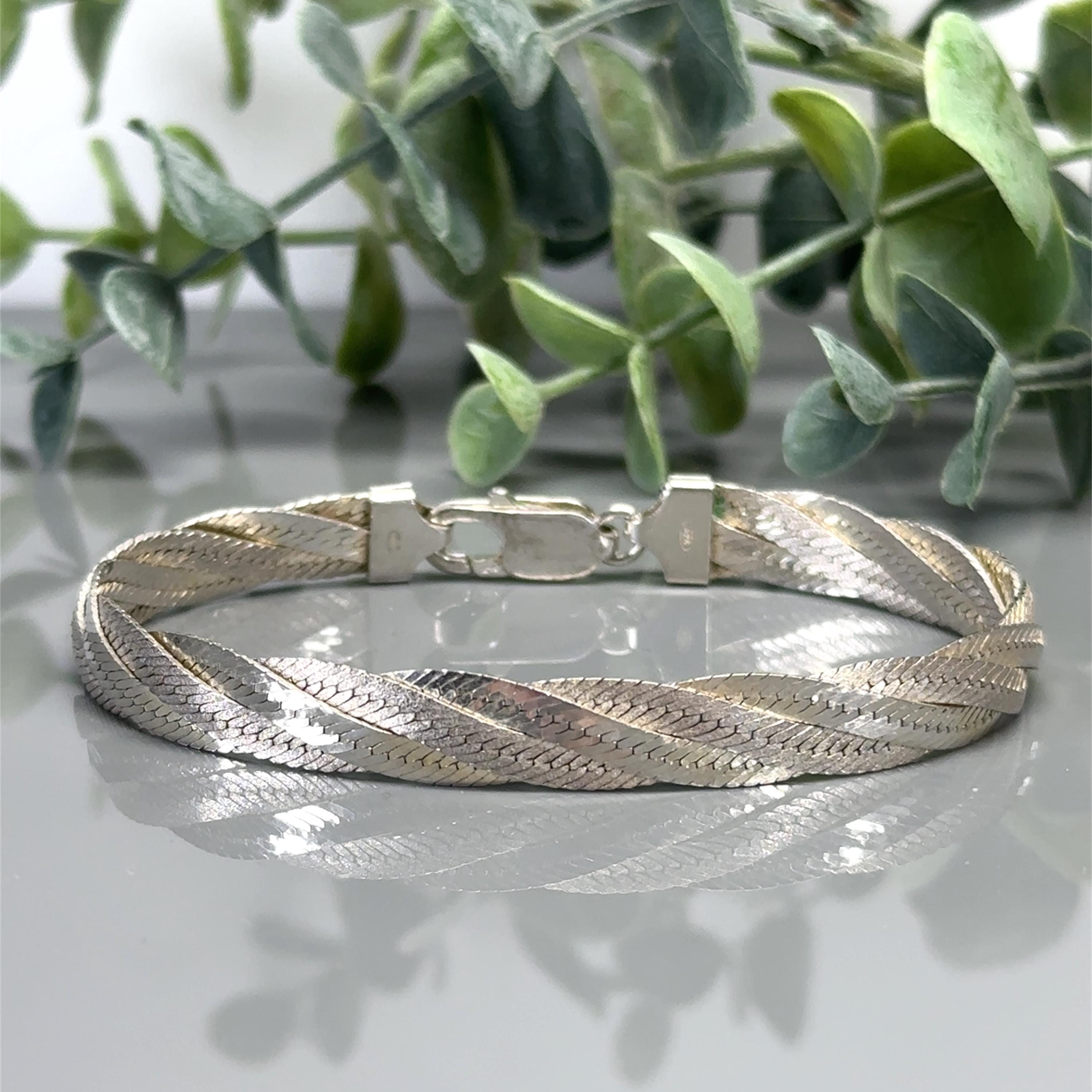 925 Italy Twisted Herringbone Bracelet - Etsy 925 Italy Twisted Herringbone Bracelet - Etsy