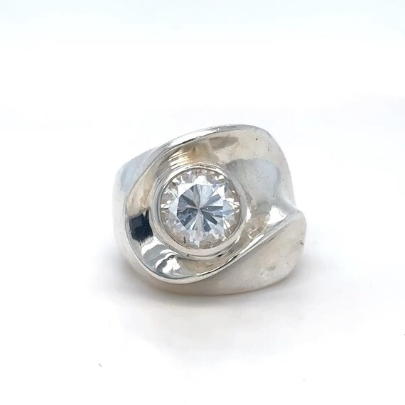 Sterling Silver Statement Ring with Round Faceted… - image 6