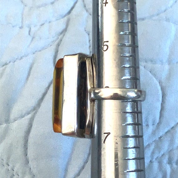 Huge Rectangular Amber Sterling Silver Statement … - image 7