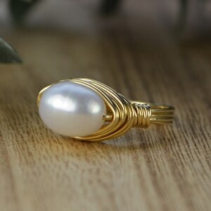 Large White Oval Freshwater Pearl Ring silver, Yellow, or Rose Gold ...