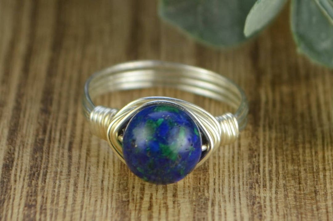 Azurite Gemstone Ring - Sterling Silver, Yellow or Rose Gold Filled ...