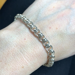 Sterling Silver Rolo/Cable Link Chain Bracelet - 7mm width - Fits 7" Wrist - Vintage/Pre-owned