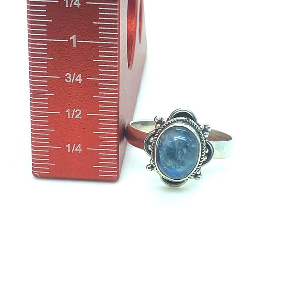 Oval Labradorite Sterling Silver Ring- Pre-Owned- Size 7.75 - Vintage/Pre-owned View 5