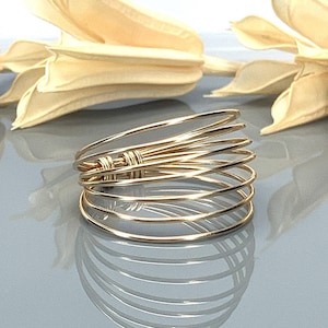 Handmade Multi-Band 14k Gold Filled Wire Wrapped Ring - Custom Size