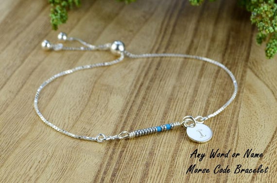 Sterling Silver ID Plate Beaded Adjustable Bolo Bracelet Sterling Silver ID Plate Beaded Adjustable Bolo Bracelet