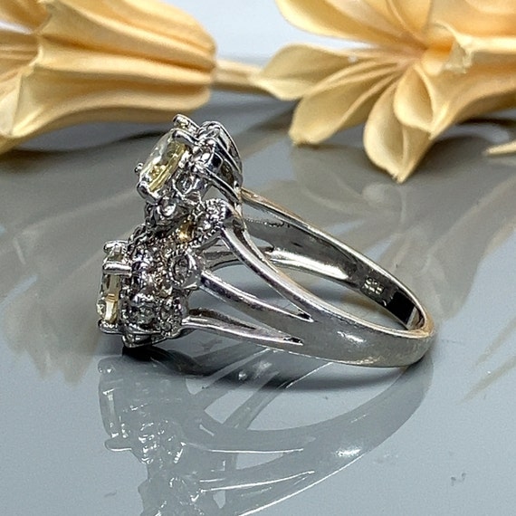 Canary Yellow and White CZ and Sterling Silver Ri… - image 3