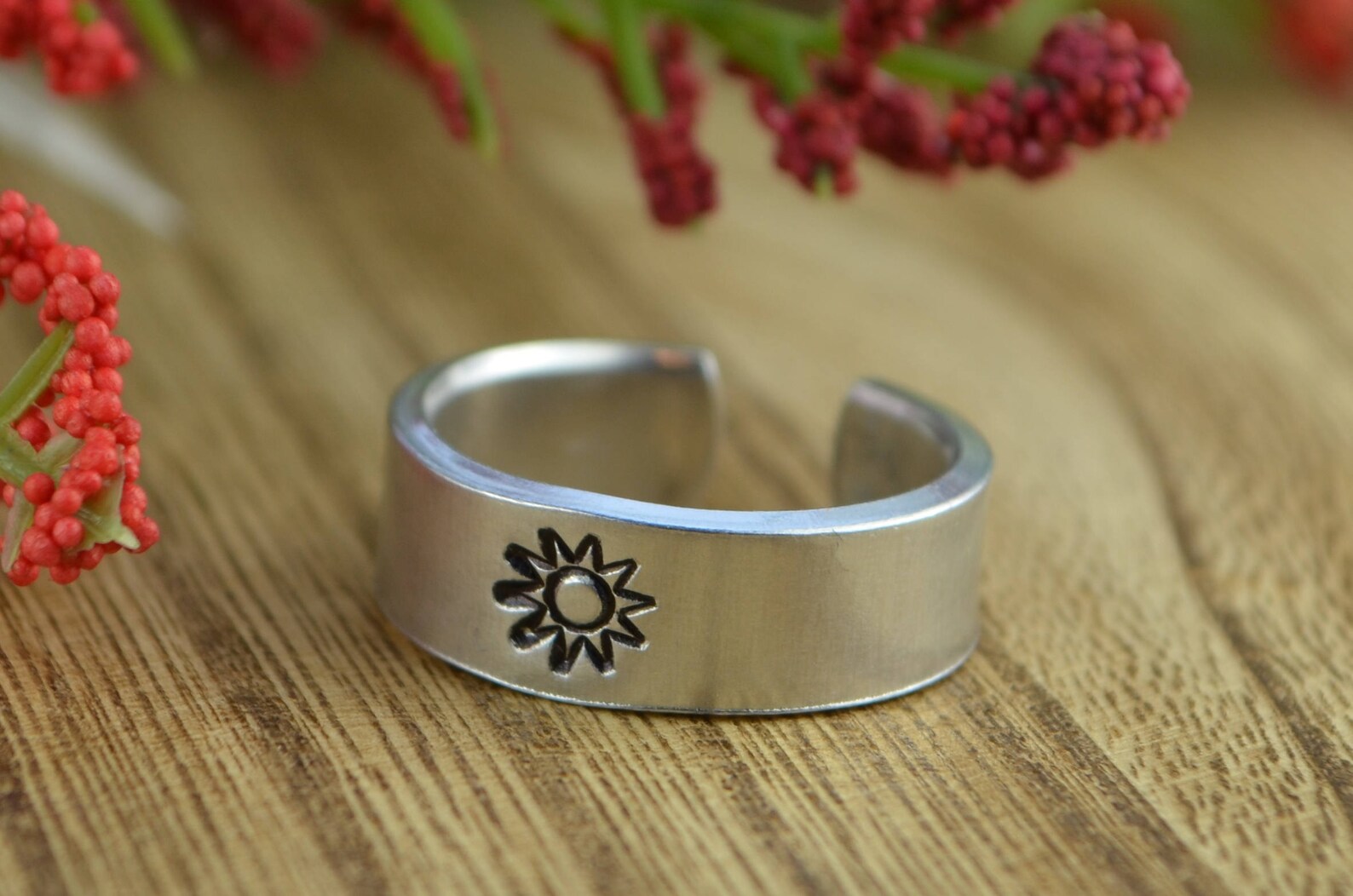 Sun Adjustable Ring Hand Stamped Aluminum Sun Ring Any Size - Etsy