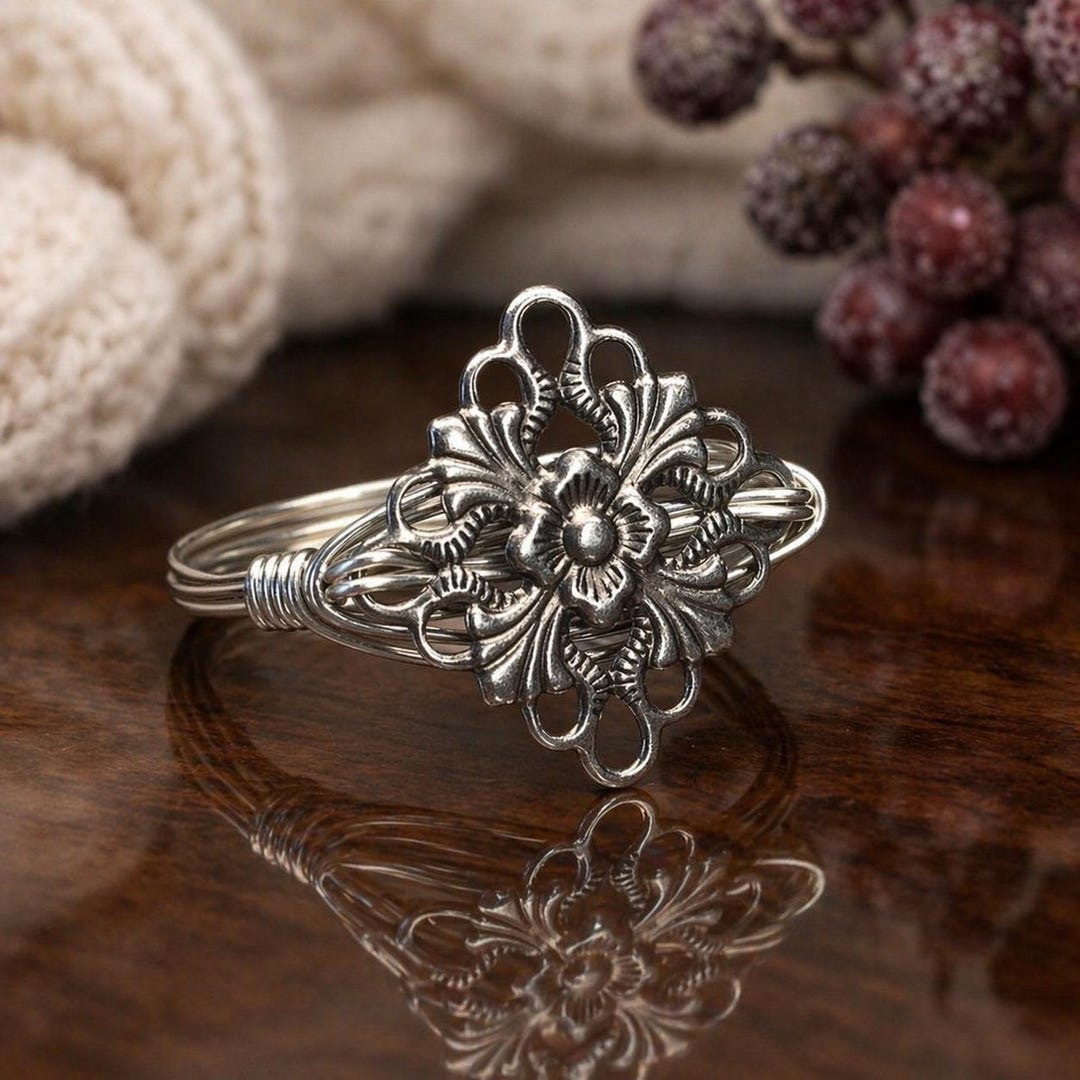 Filigree Flower Ring: Sterling Silver or Gold Filled Wire Wrapped ...