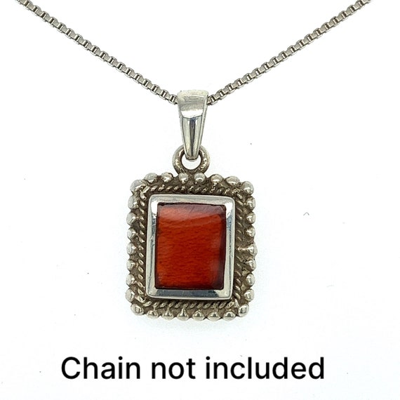 Rectangle Smooth Carnelian Gemstone Sterling Silv… - image 2