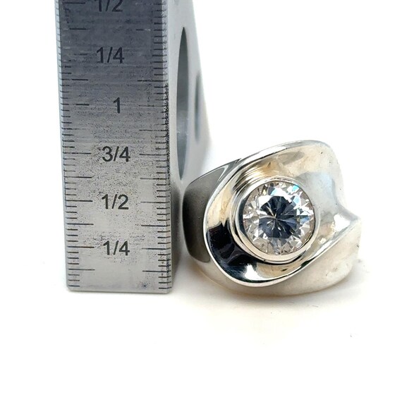 Sterling Silver Statement Ring with Round Faceted… - image 4