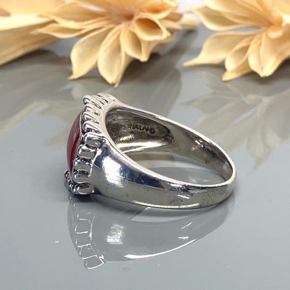 Rectangular Carnelian Cabochon Gemstone Sterling … - image 4