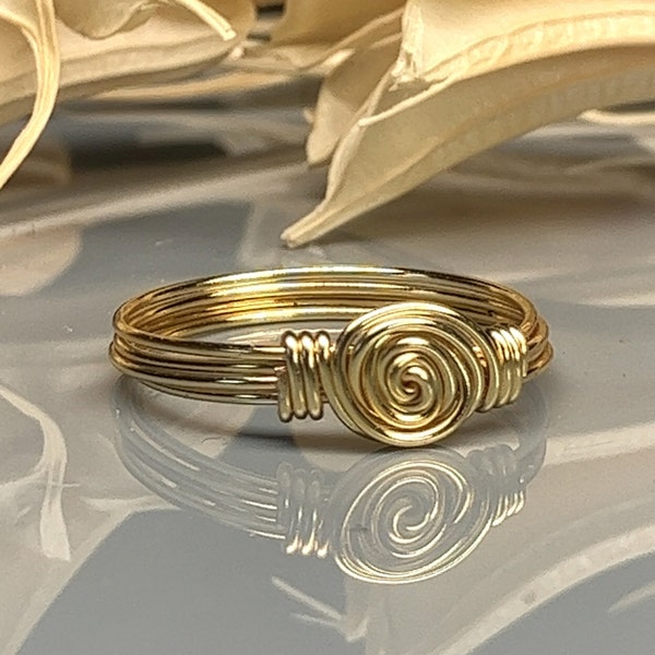 Wire Wrapped Rosette Swirl Ring - Sterling Silver, 14k Yellow or Rose Gold Filled Wire - Handmade to Custom Size (full, .25, .5, .75)