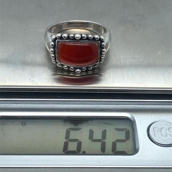 Rectangular Carnelian Cabochon Gemstone Sterling … - image 9