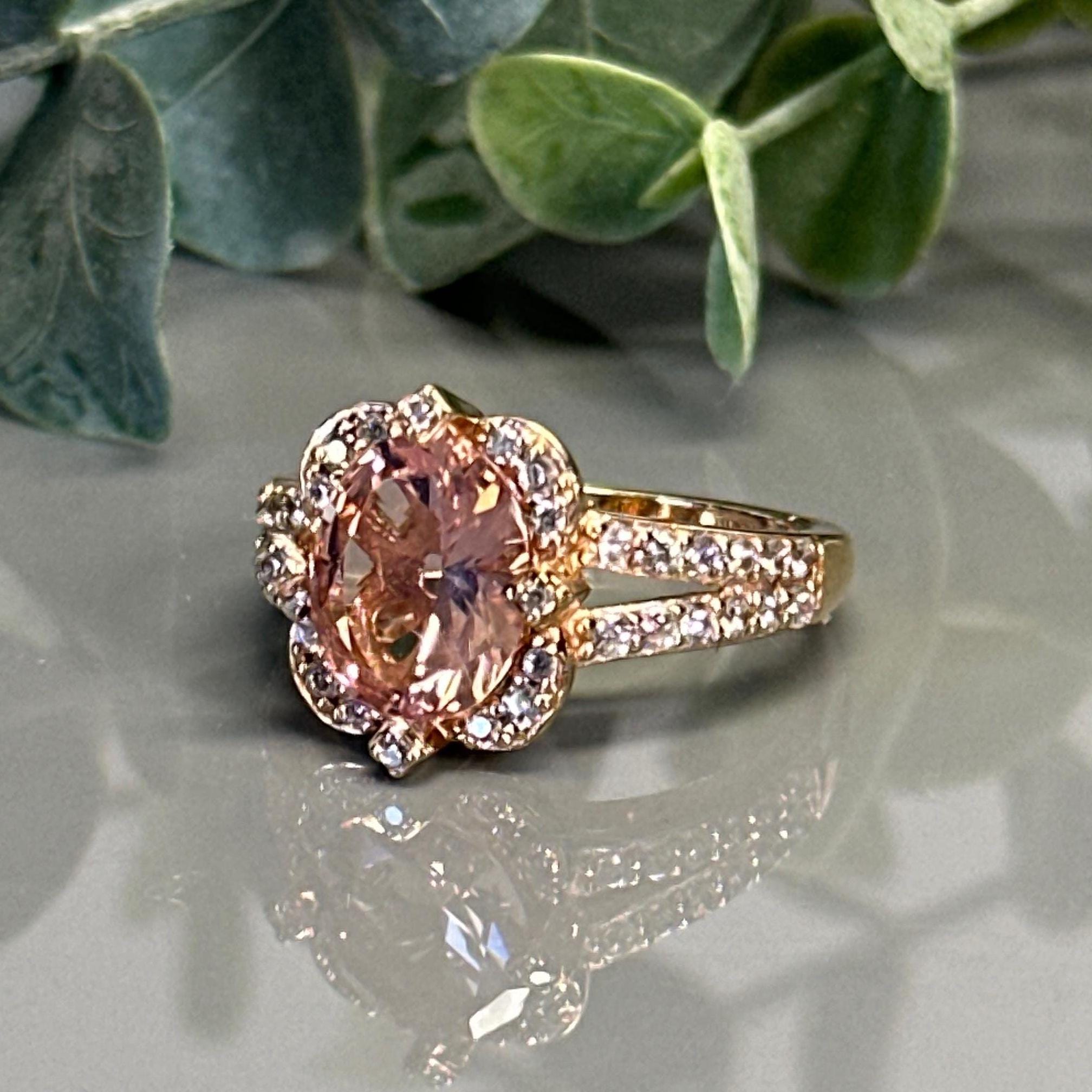 Gorgeous GIANI Pink & White Oval Cubic Zirconia Ring - Size P - New With Tags
