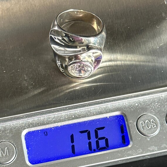 Sterling Silver Statement Ring with Round Faceted… - image 5