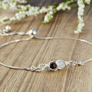 Any Two Birthstone Crystals Infinity Adjustable Sterling Silver Interchangeable Charm/Link Bolo Bracelet- Charm, Bracelet Chain, or Both