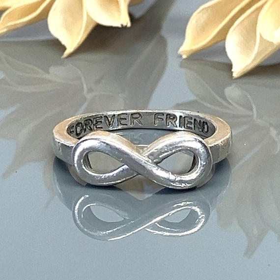 Infinity Design Sterling Silver Ring- Engraved "F… - image 1