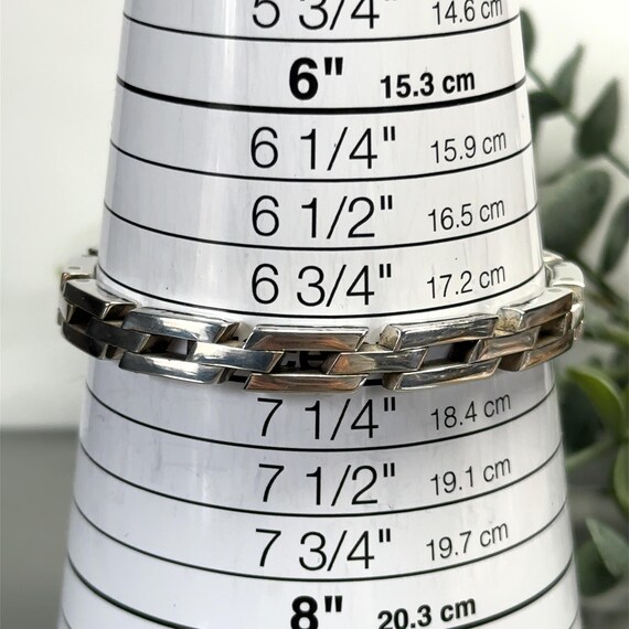 Vintage Thick Rectangular Link Sterling Silver Ch… - image 5