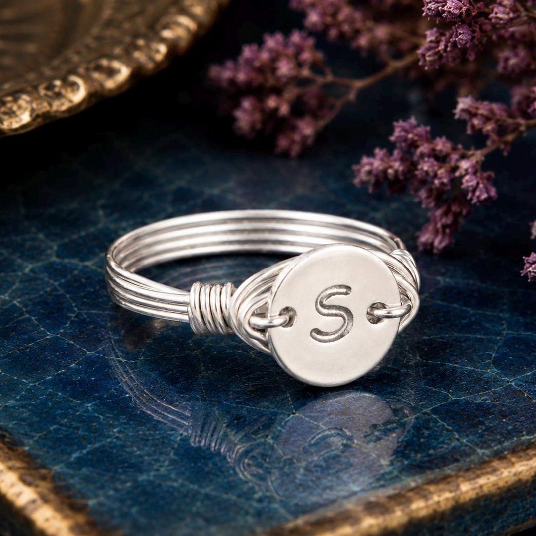 Custom Initial Ring: Sterling Silver or Gold Filled Wire Wrapped Hand ...