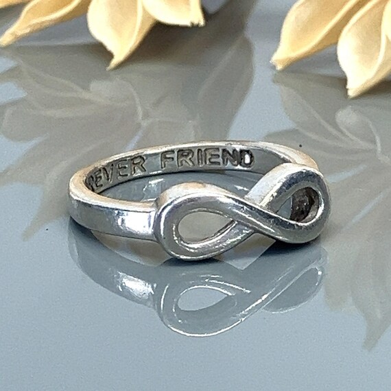 Infinity Design Sterling Silver Ring- Engraved "F… - image 2