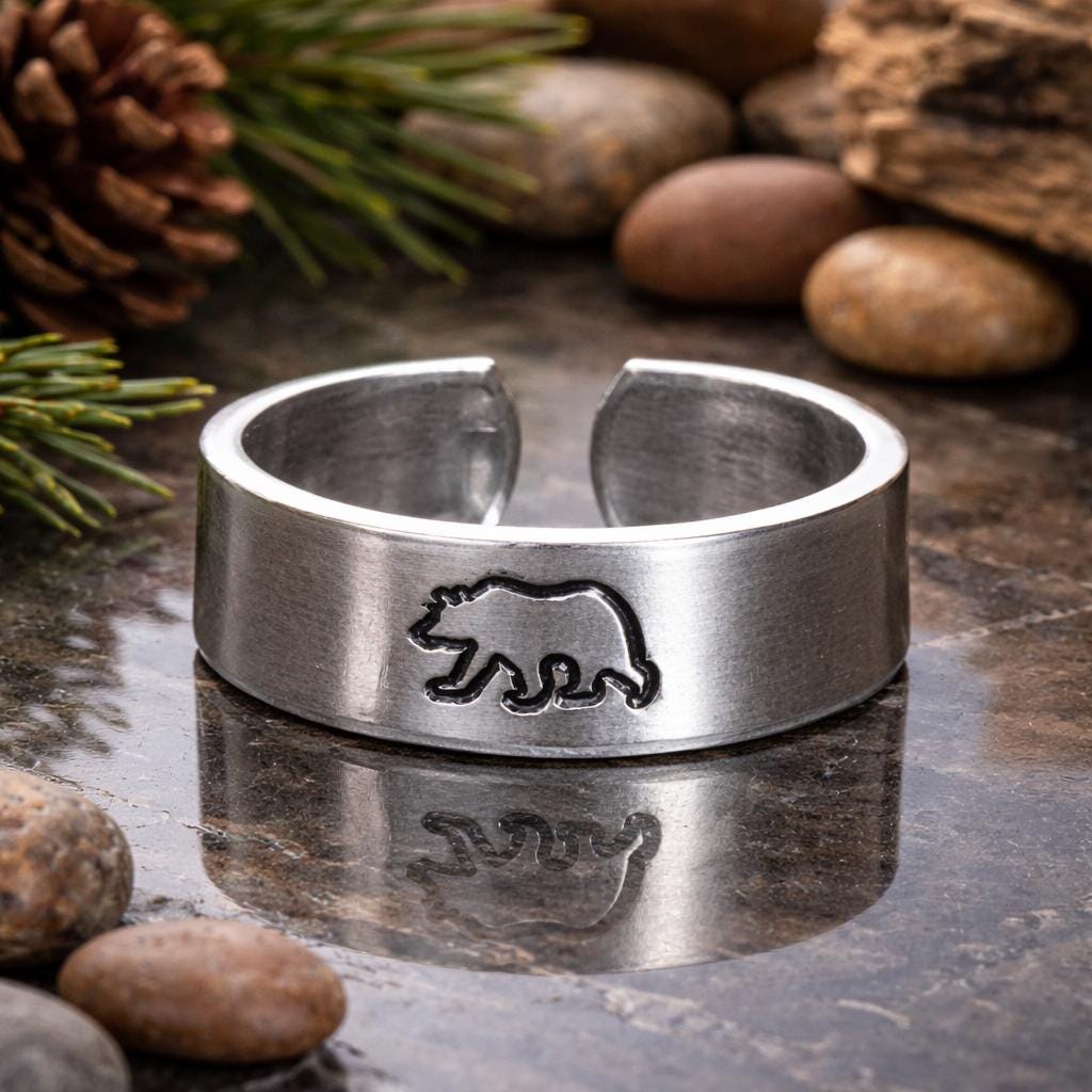 Walking Bear Ring: Adjustable Aluminum Band - Custom Made to Size - Etsy