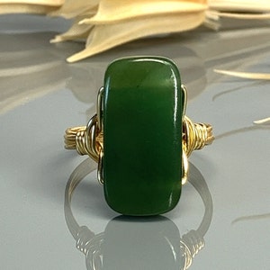 Green Jade Statement Ring-sterling Silver, 14k Yellow or Rose Gold ...
