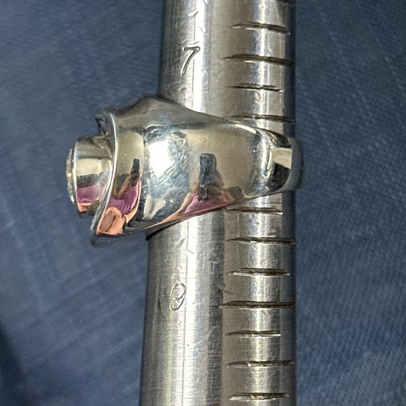 Sterling Silver Statement Ring with Round Faceted… - image 3