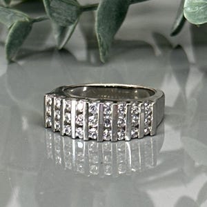 CZ Band Ring-Sterling Silver & Simulated Diamond Wedding Anniversary Band-Size 7