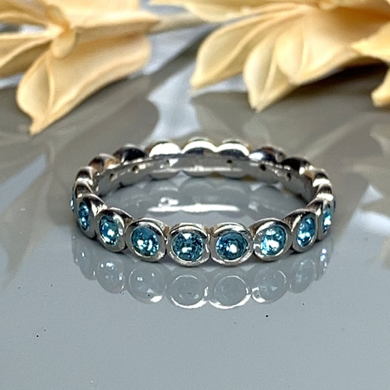 Aquamarine Colored Cubic Zirconia Sterling Silver 