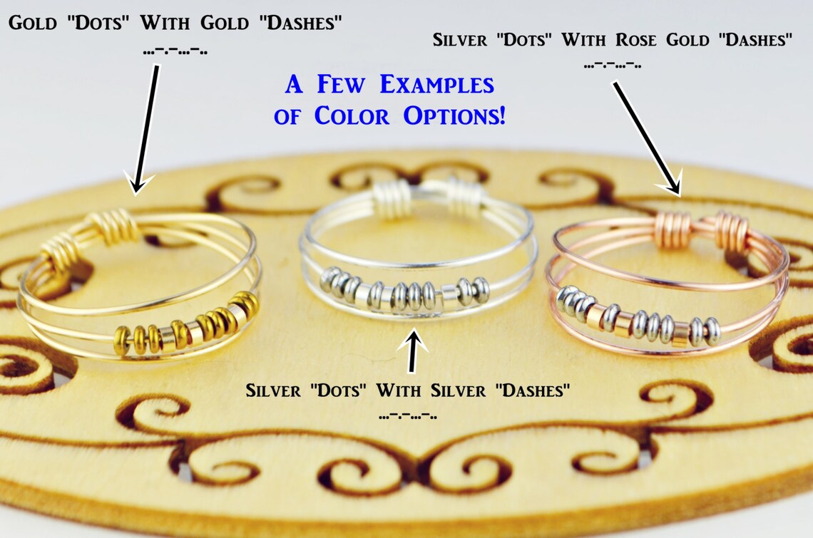 Morse Code BESTIE Best Friends Ring-choice of Color Beads and Silver ...
