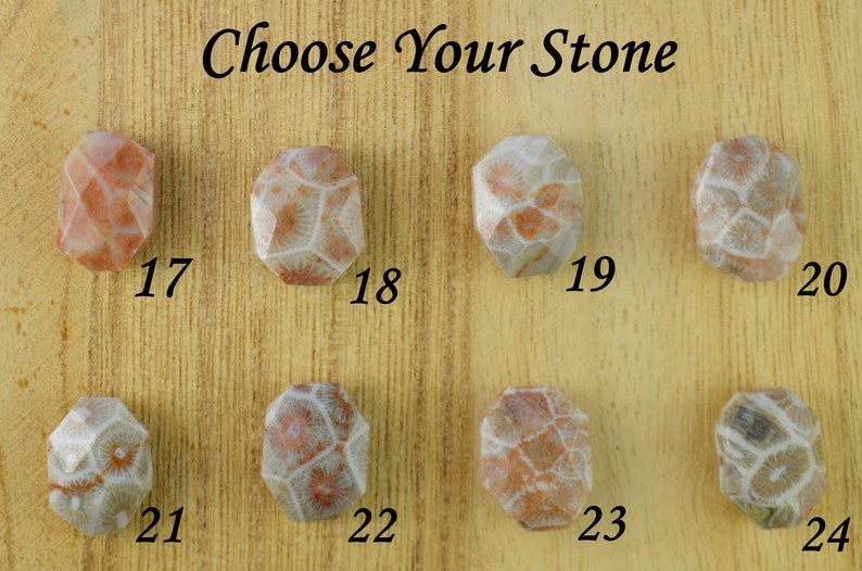Yellow or Rose Gold Filled Wire Wrapped Gemstone Ring Size 4 5 6 7 8 9 10 11 12 13 14 Pink Fossil Coral Ring- Sterling Silver