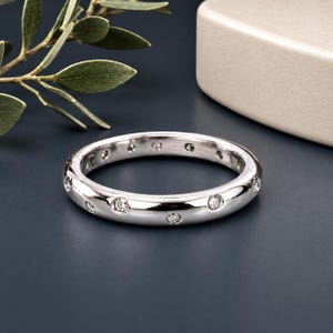 Sterling Silver Cubic Zirconia Eternity Band Ring - Size 6 - Vintage/Pre-owned