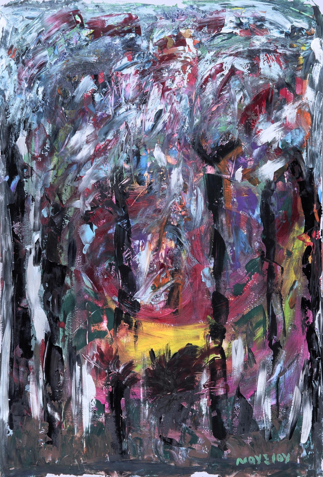Sunrise at the End of a Forest - Abstract Expressionist Painting - Etsy