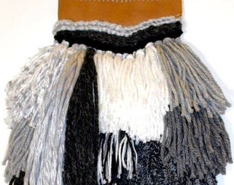 Woven Wall Hanging // Tapestry // Weaving // Textile // Leather & Wool